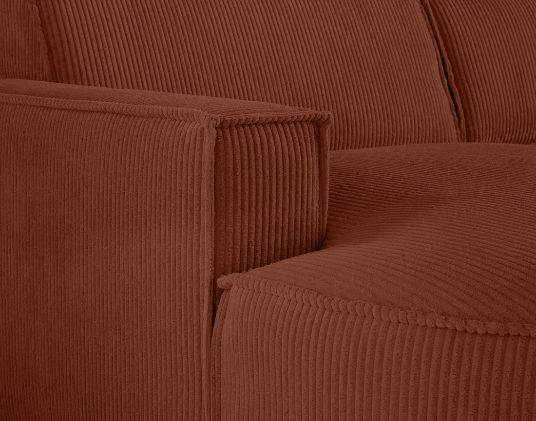 Canapé panoramique d'angle droit 7 places en velours côtelé Spiaggia