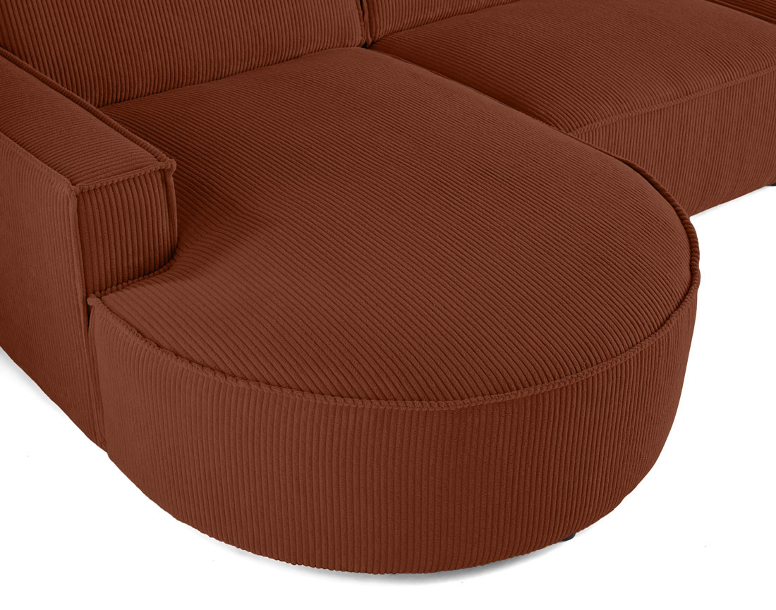 Canapé panoramique d'angle droit 7 places en velours côtelé Spiaggia