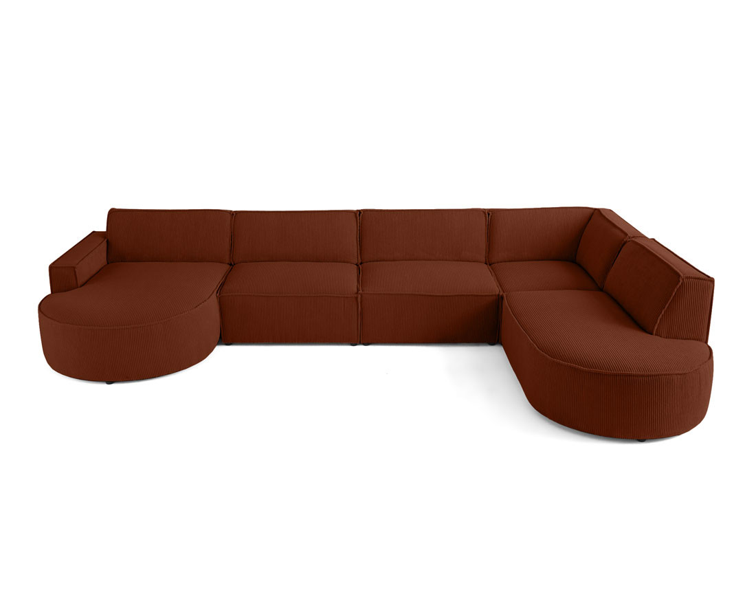 Canapé panoramique d'angle droit 7 places en velours côtelé Spiaggia