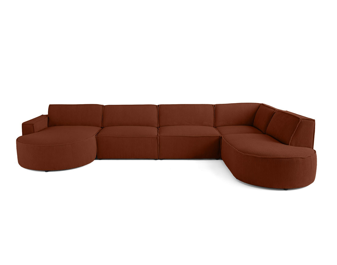 Canapé panoramique d'angle droit 7 places en velours côtelé Spiaggia