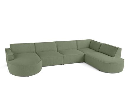 Canapé panoramique d'angle droit 7 places en velours côtelé Spiaggia