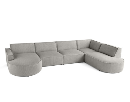 Canapé panoramique d'angle droit 7 places en velours côtelé Spiaggia