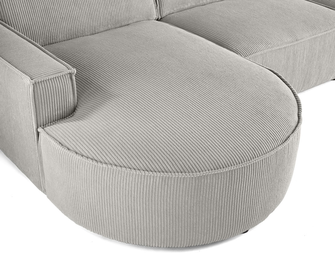 Canapé panoramique d'angle droit 7 places en velours côtelé Spiaggia