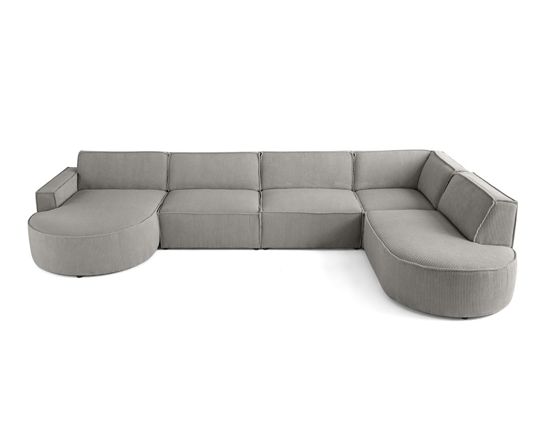 Canapé panoramique d'angle droit 7 places en velours côtelé Spiaggia