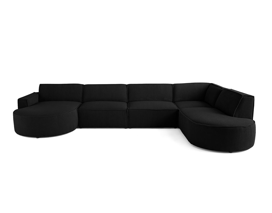 Canapé panoramique d'angle droit 7 places en velours côtelé Spiaggia