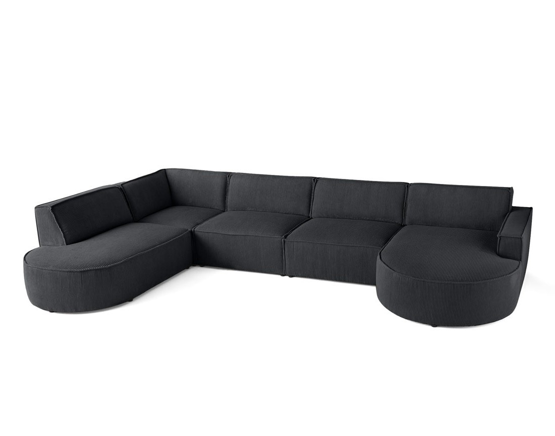 Canapé panoramique d'angle gauche 7 places en velours côtelé Spiaggia