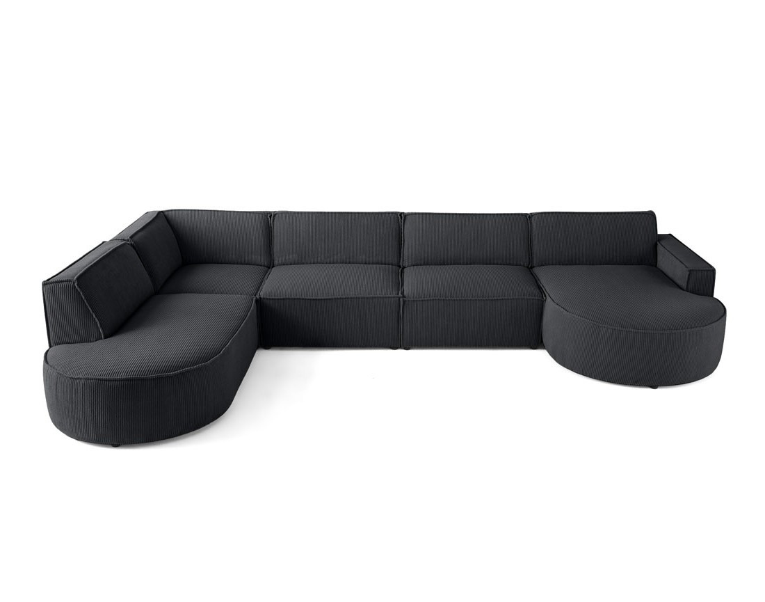 Canapé panoramique d'angle gauche 7 places en velours côtelé Spiaggia