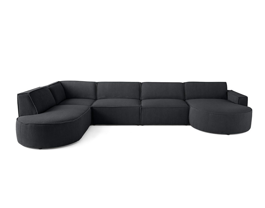Canapé panoramique d'angle gauche 7 places en velours côtelé Spiaggia