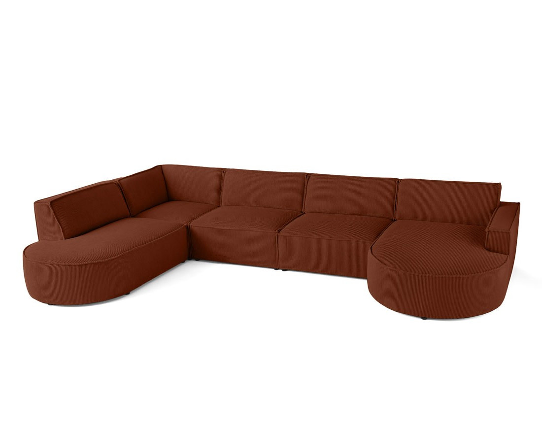 Canapé panoramique d'angle gauche 7 places en velours côtelé Spiaggia