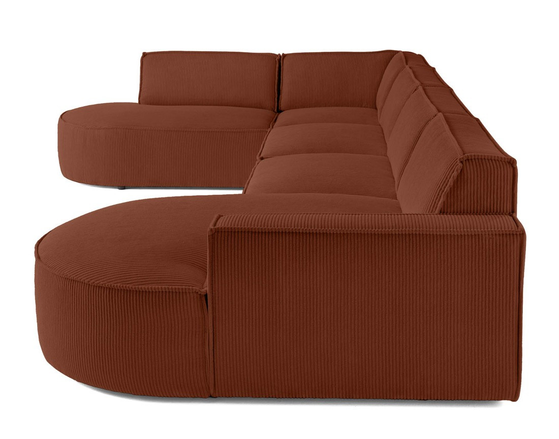 Canapé panoramique d'angle gauche 7 places en velours côtelé Spiaggia