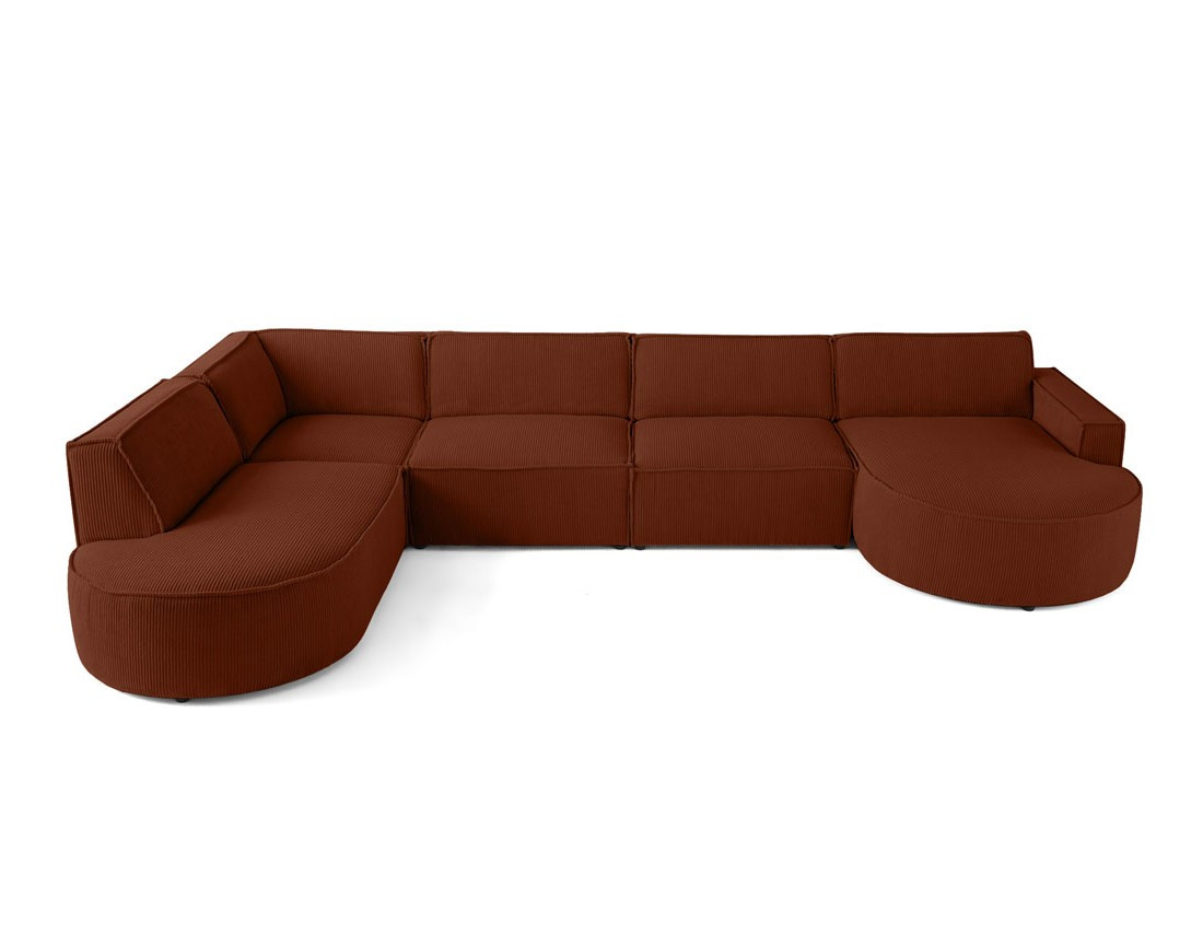 Canapé panoramique d'angle gauche 7 places en velours côtelé Spiaggia