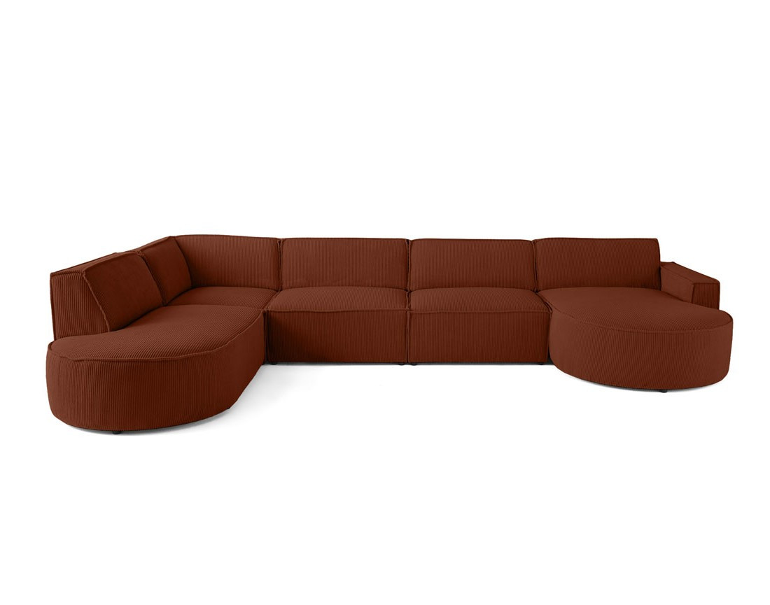 Canapé panoramique d'angle gauche 7 places en velours côtelé Spiaggia