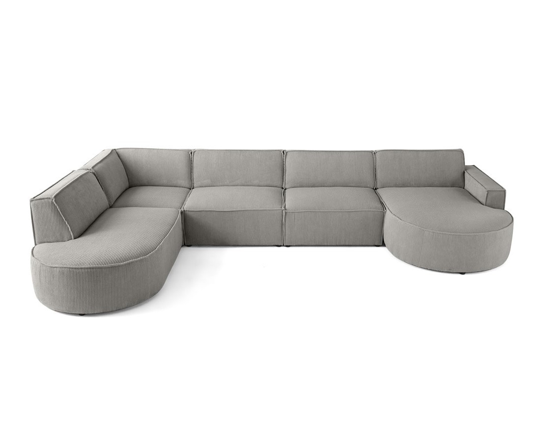 Canapé panoramique d'angle gauche 7 places en velours côtelé Spiaggia