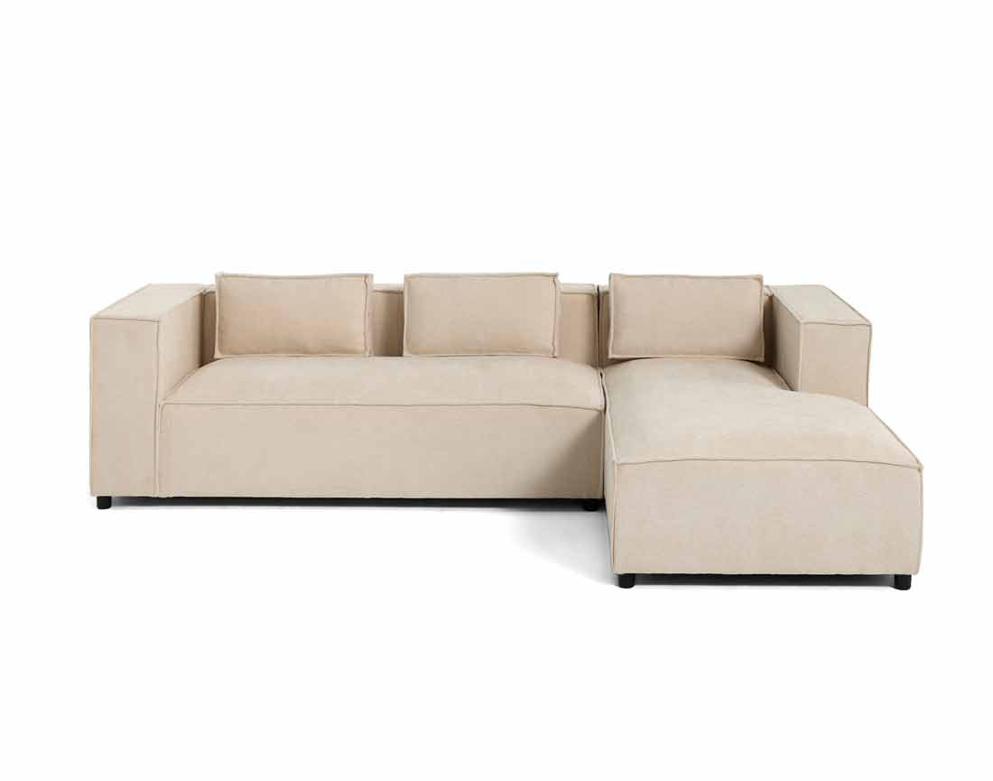 Canapé d'angle droit 4 places en tissu texturé Stella