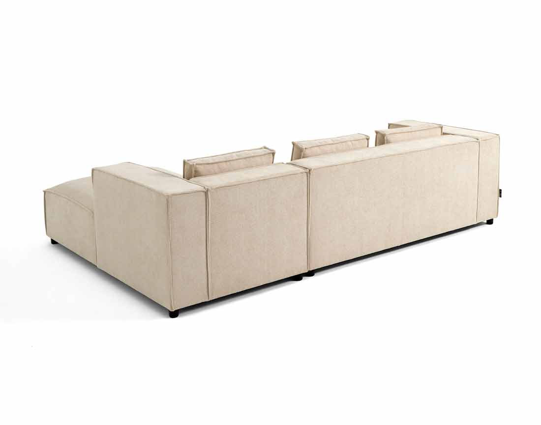 Canapé d'angle droit 4 places en tissu texturé Stella