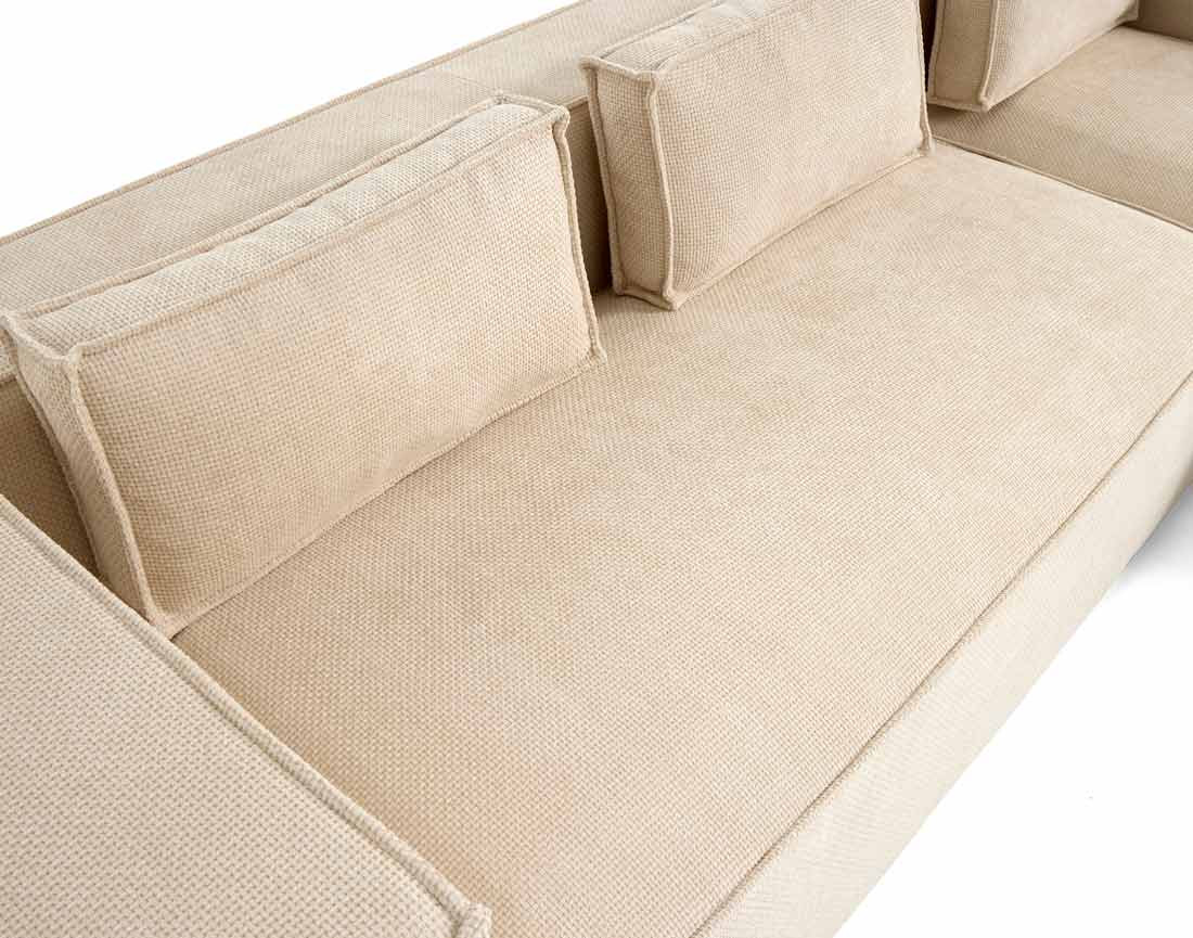 Canapé d'angle droit 4 places en tissu texturé Stella