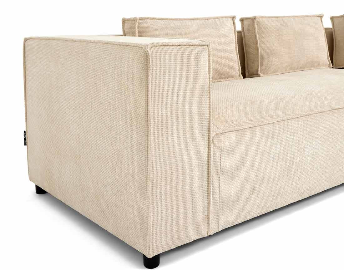 Canapé d'angle droit 4 places en tissu texturé Stella
