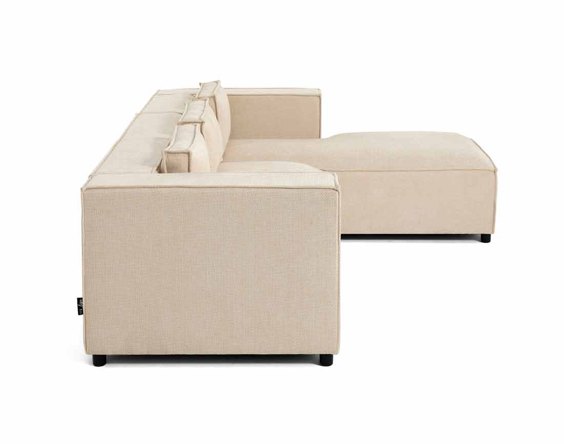 Canapé d'angle droit 4 places en tissu texturé Stella