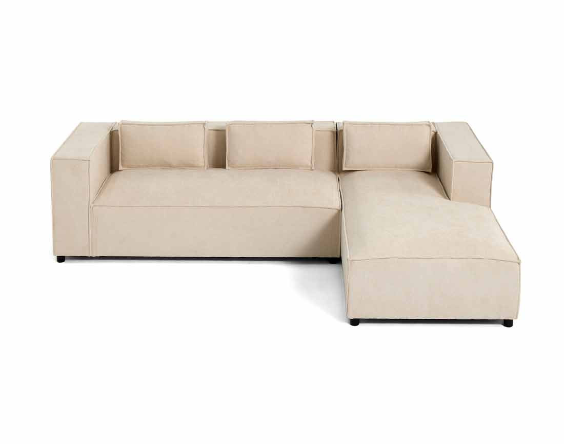 Canapé d'angle droit 4 places en tissu texturé Stella
