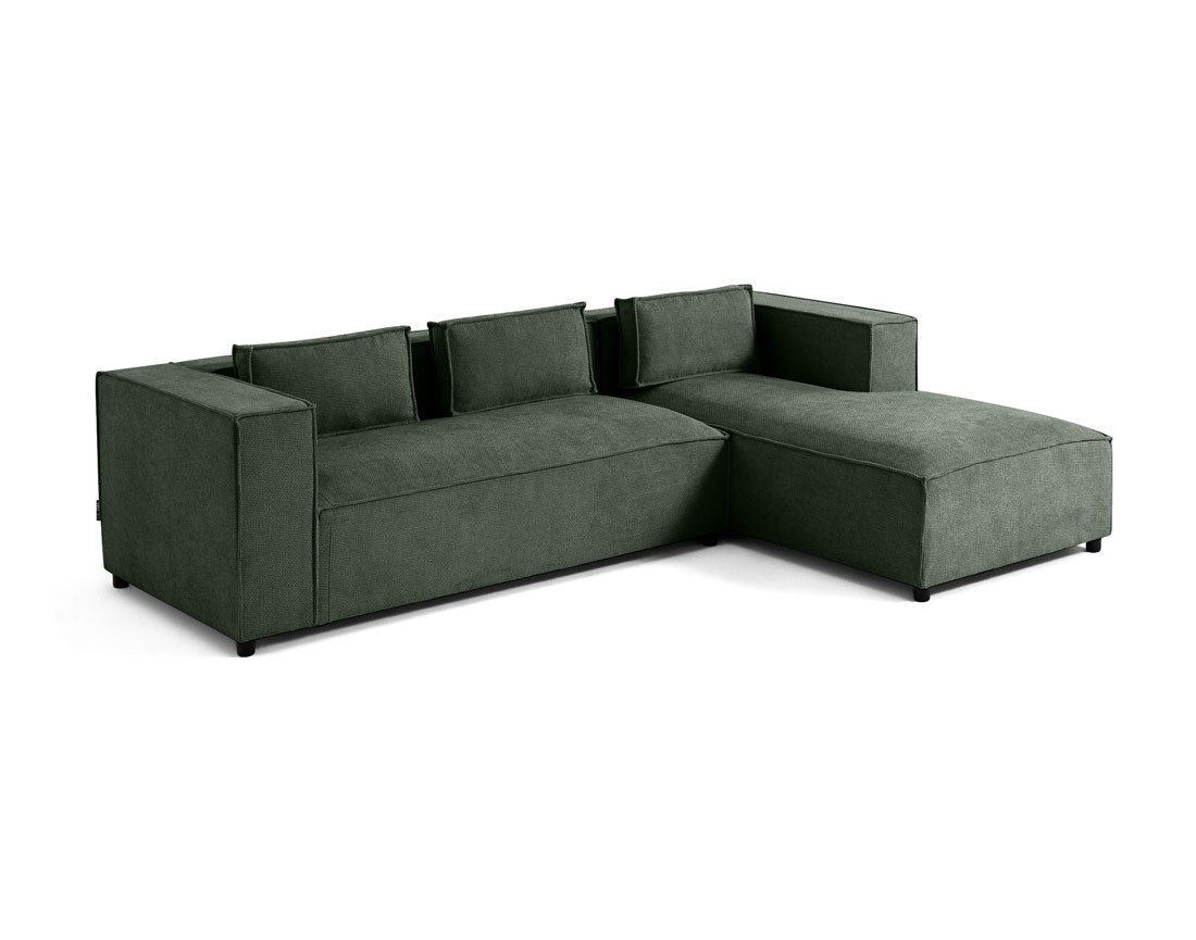 Canapé d'angle droit 4 places en tissu texturé Stella