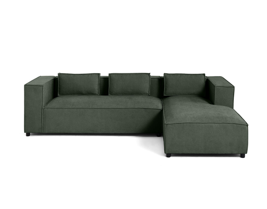 Canapé d'angle droit 4 places en tissu texturé Stella