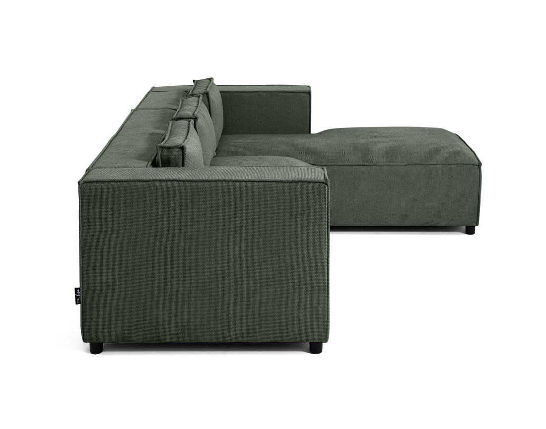 Canapé d'angle droit 4 places en tissu texturé Stella