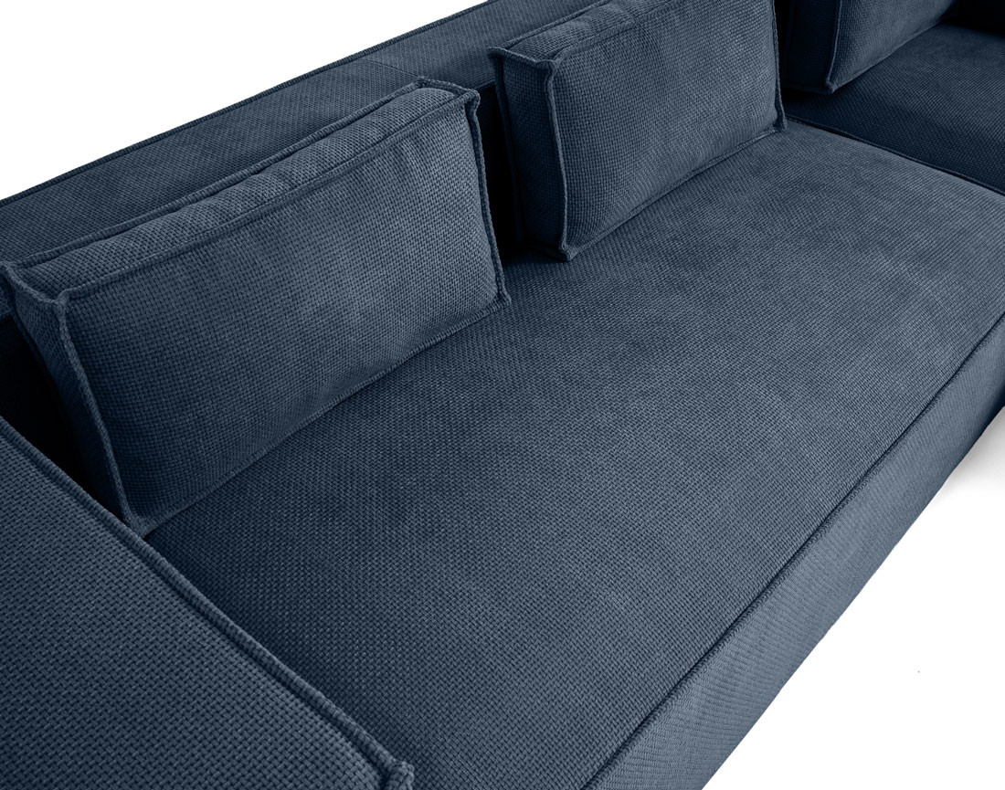Canapé d'angle droit 4 places en tissu texturé Stella