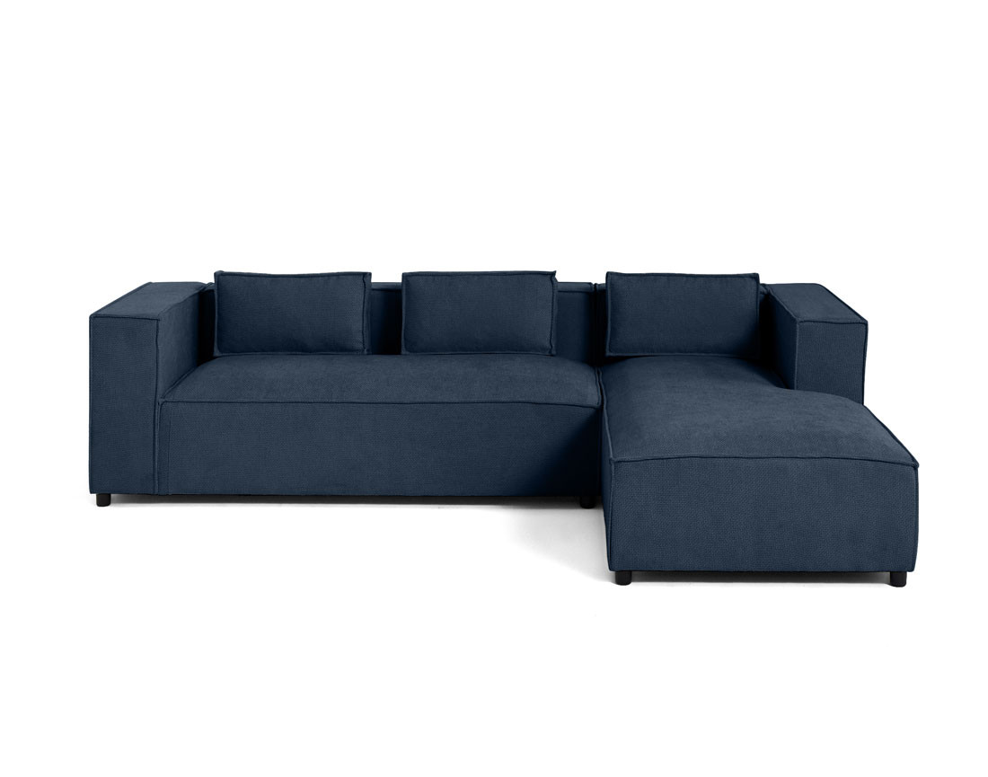 Canapé d'angle droit 4 places en tissu texturé Stella