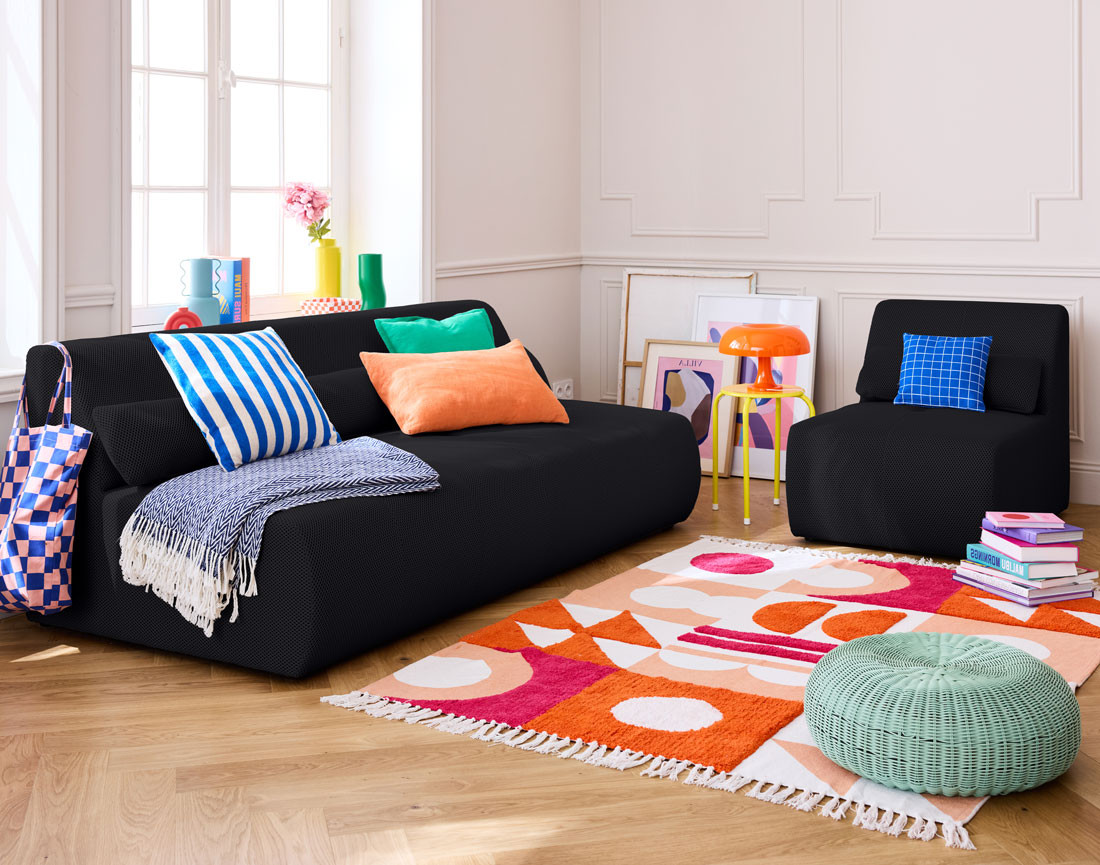 Fauteuil sans accoudoirs en tissu mailles 3D