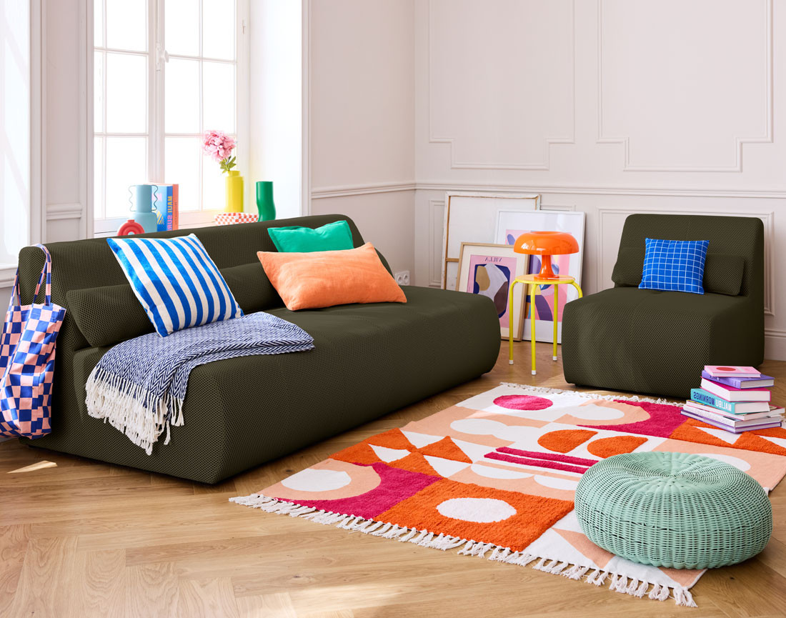 Fauteuil sans accoudoirs en tissu mailles 3D