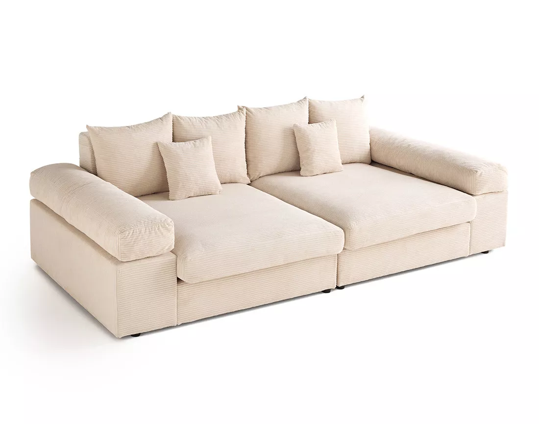 Canapé 4 places avec une assise profonde en velours côtelé