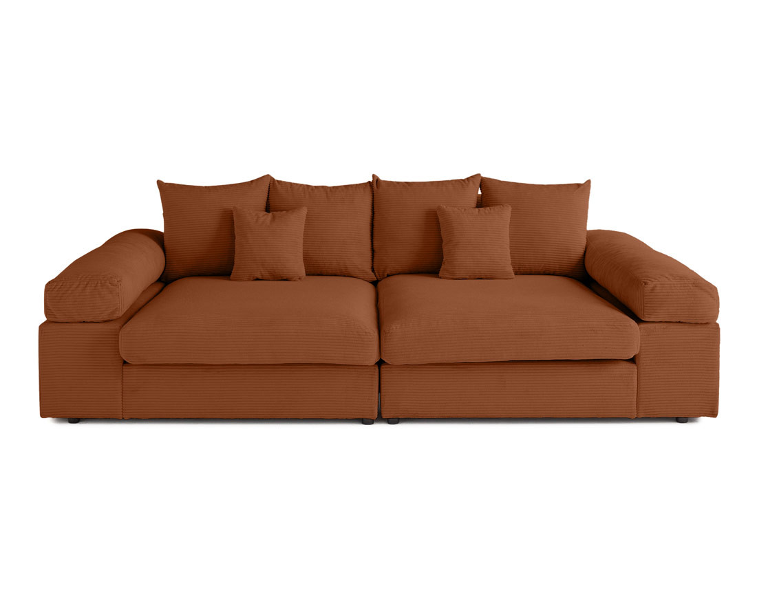 Canapé 4 places avec une assise profonde en velours côtelé