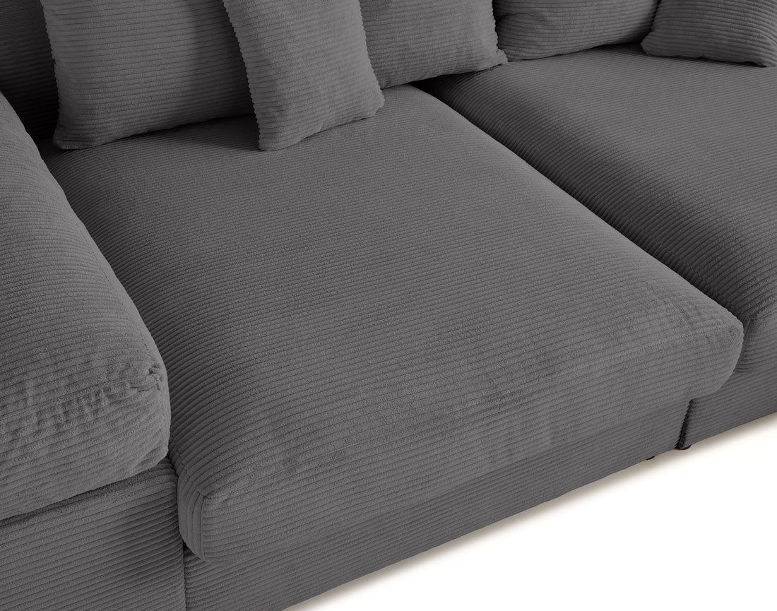 Canapé 4 places avec une assise profonde en velours côtelé