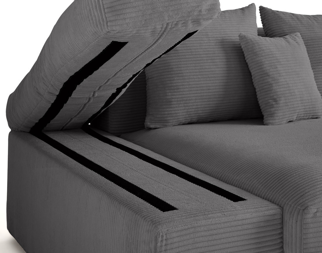 Canapé 4 places avec une assise profonde en velours côtelé