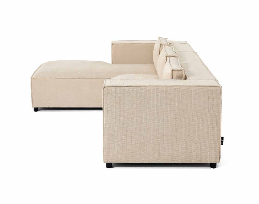 Canapé d'angle gauche 4 places en tissu texturé Stella