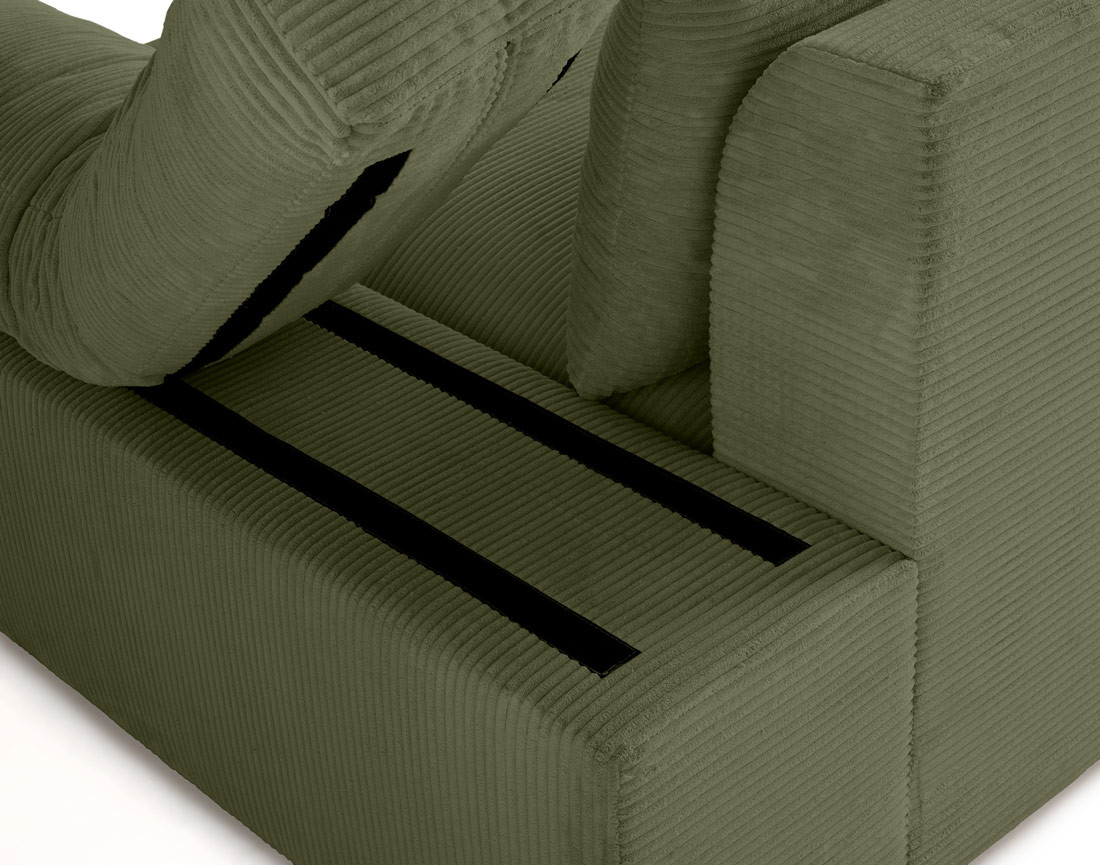 Canapé d'angle réversible 5 places avec assise profonde en velours côtelé Aspen