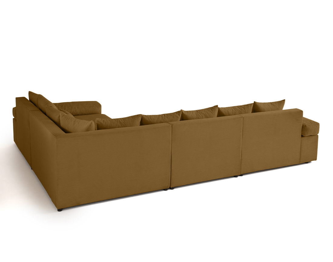 Canapé d'angle réversible 5 places avec assise profonde en velours côtelé Aspen