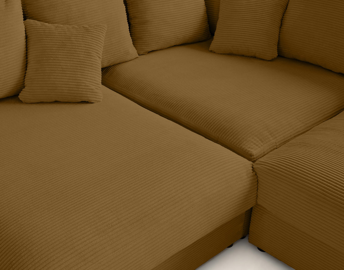 Canapé d'angle réversible 5 places avec assise profonde en velours côtelé Aspen