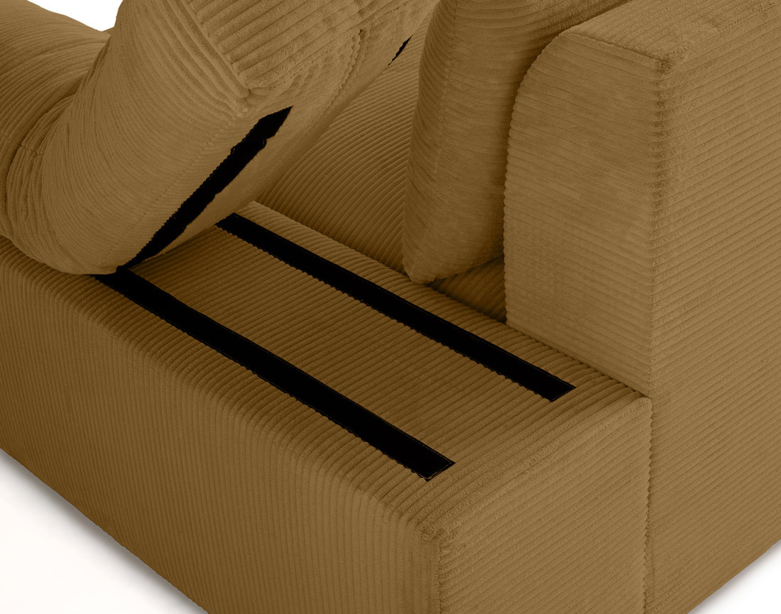 Canapé d'angle réversible 5 places avec assise profonde en velours côtelé Aspen