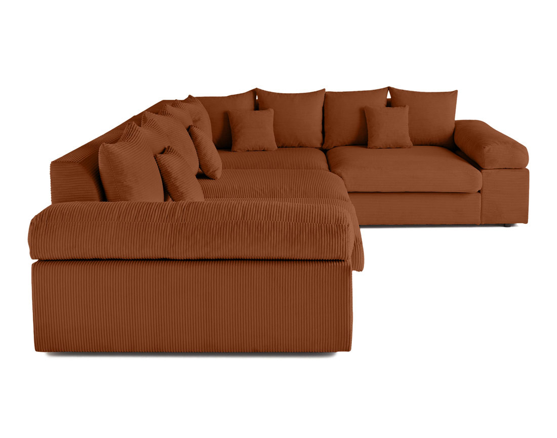 Canapé d'angle réversible 5 places avec assise profonde en velours côtelé Aspen