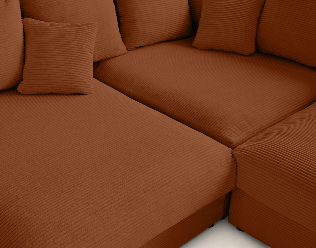 Canapé d'angle réversible 5 places avec assise profonde en velours côtelé Aspen