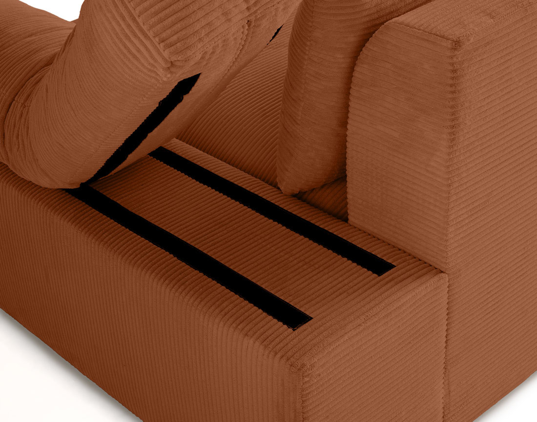 Canapé d'angle réversible 5 places avec assise profonde en velours côtelé Aspen