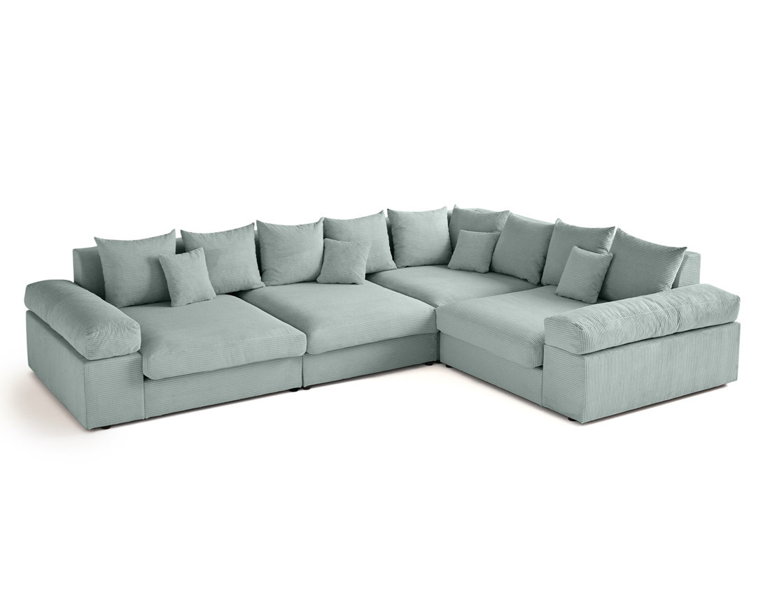 Canapé d'angle réversible 5 places avec assise profonde en velours côtelé Aspen