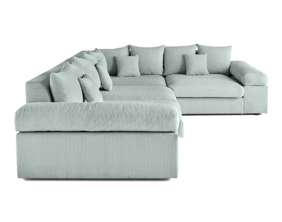 Canapé d'angle réversible 5 places avec assise profonde en velours côtelé Aspen