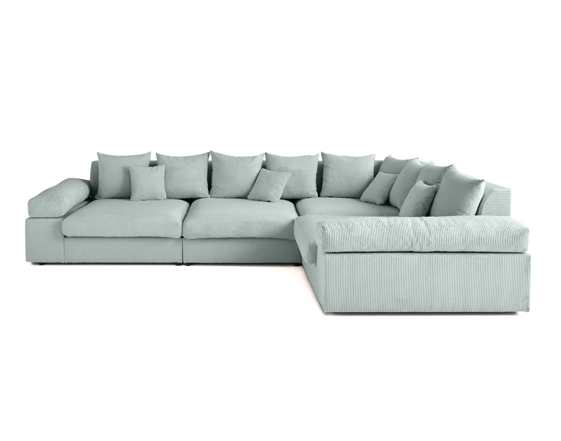 Canapé d'angle réversible 5 places avec assise profonde en velours côtelé Aspen