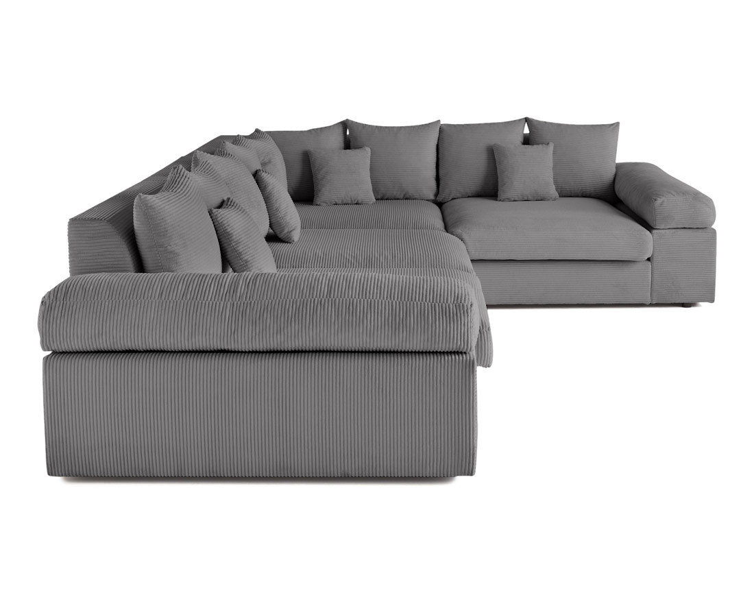 Canapé d'angle réversible 5 places avec assise profonde en velours côtelé Aspen