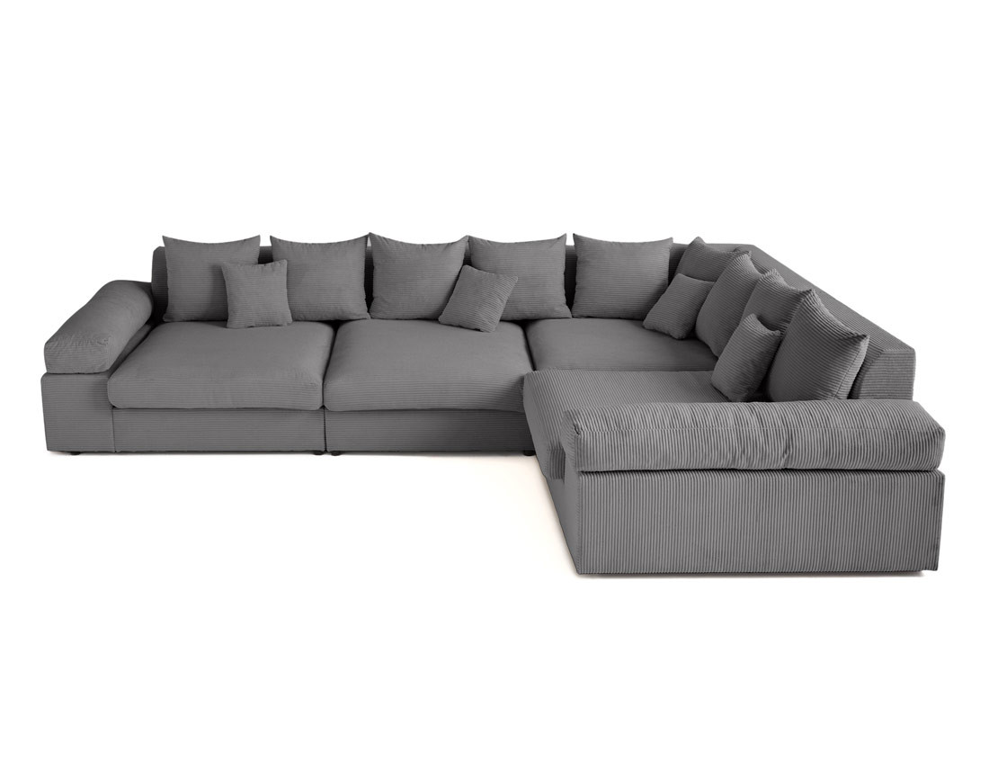 Canapé d'angle réversible 5 places avec assise profonde en velours côtelé Aspen