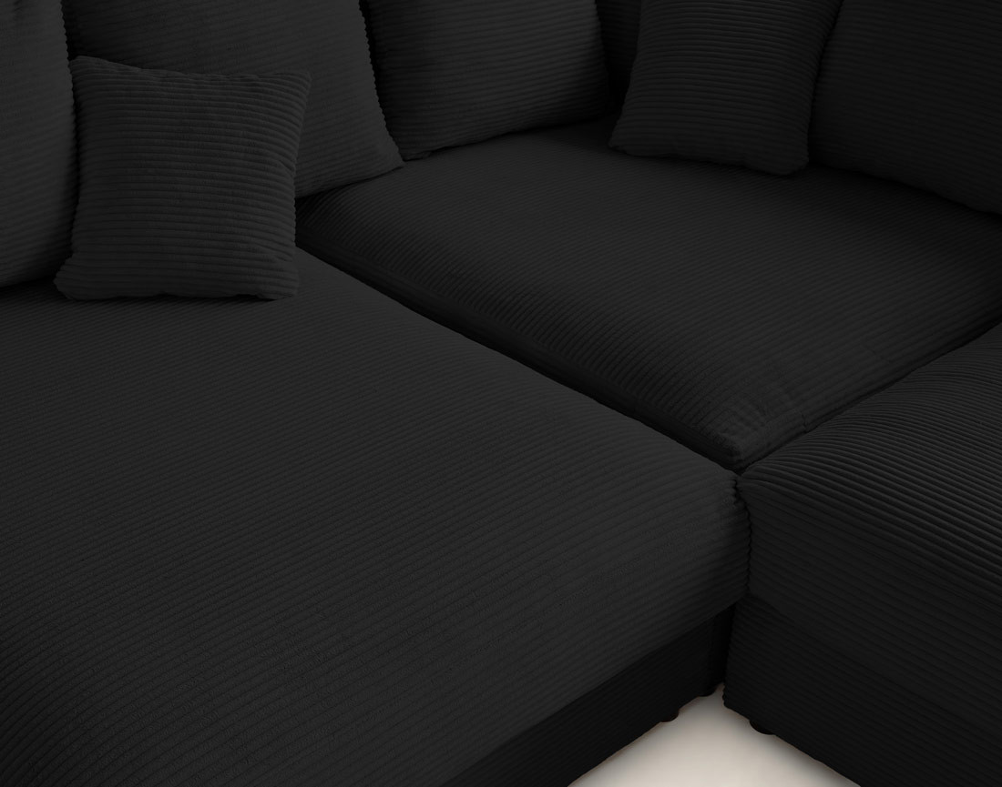 Canapé d'angle réversible 5 places avec assise profonde en velours côtelé Aspen