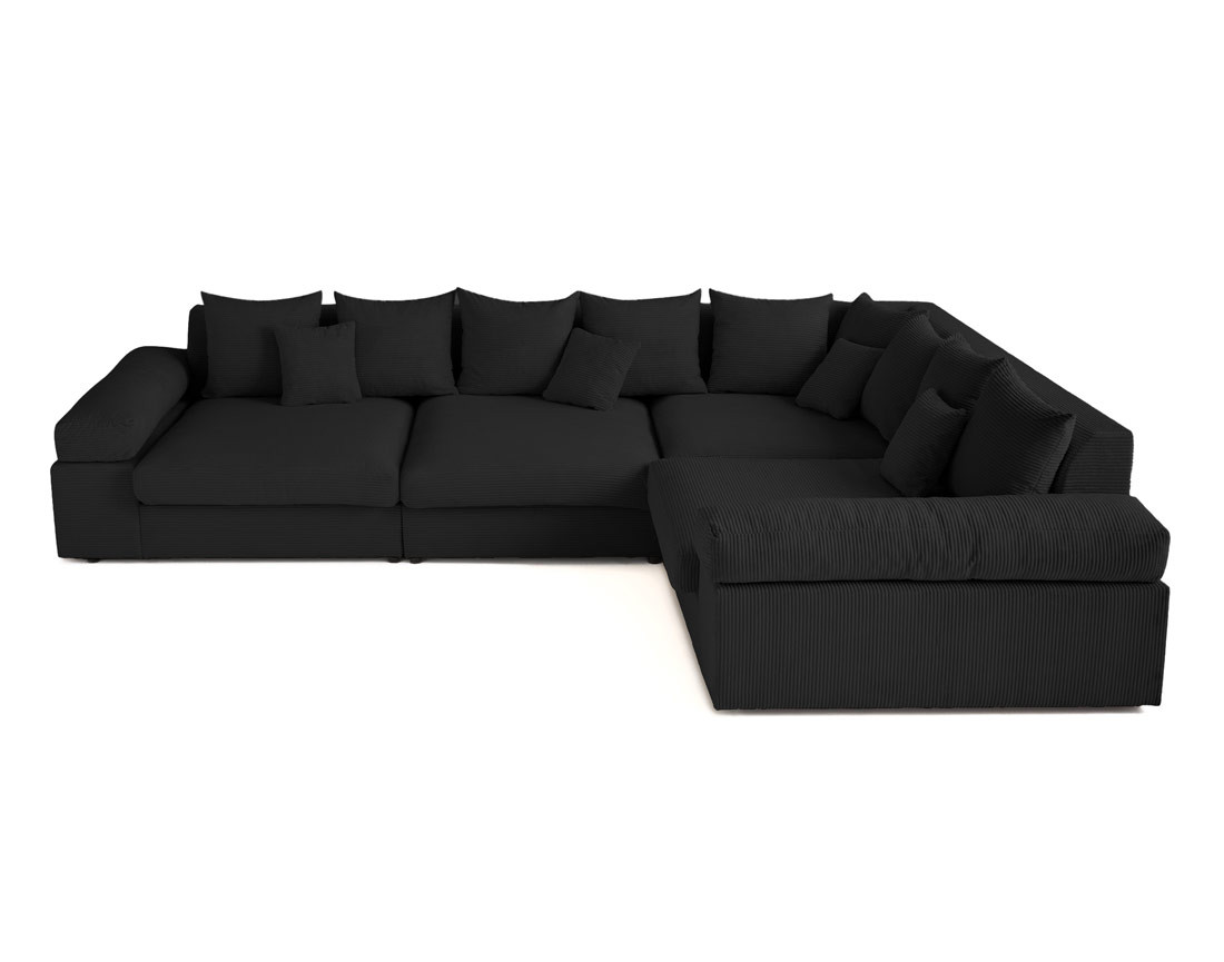 Canapé d'angle réversible 5 places avec assise profonde en velours côtelé Aspen