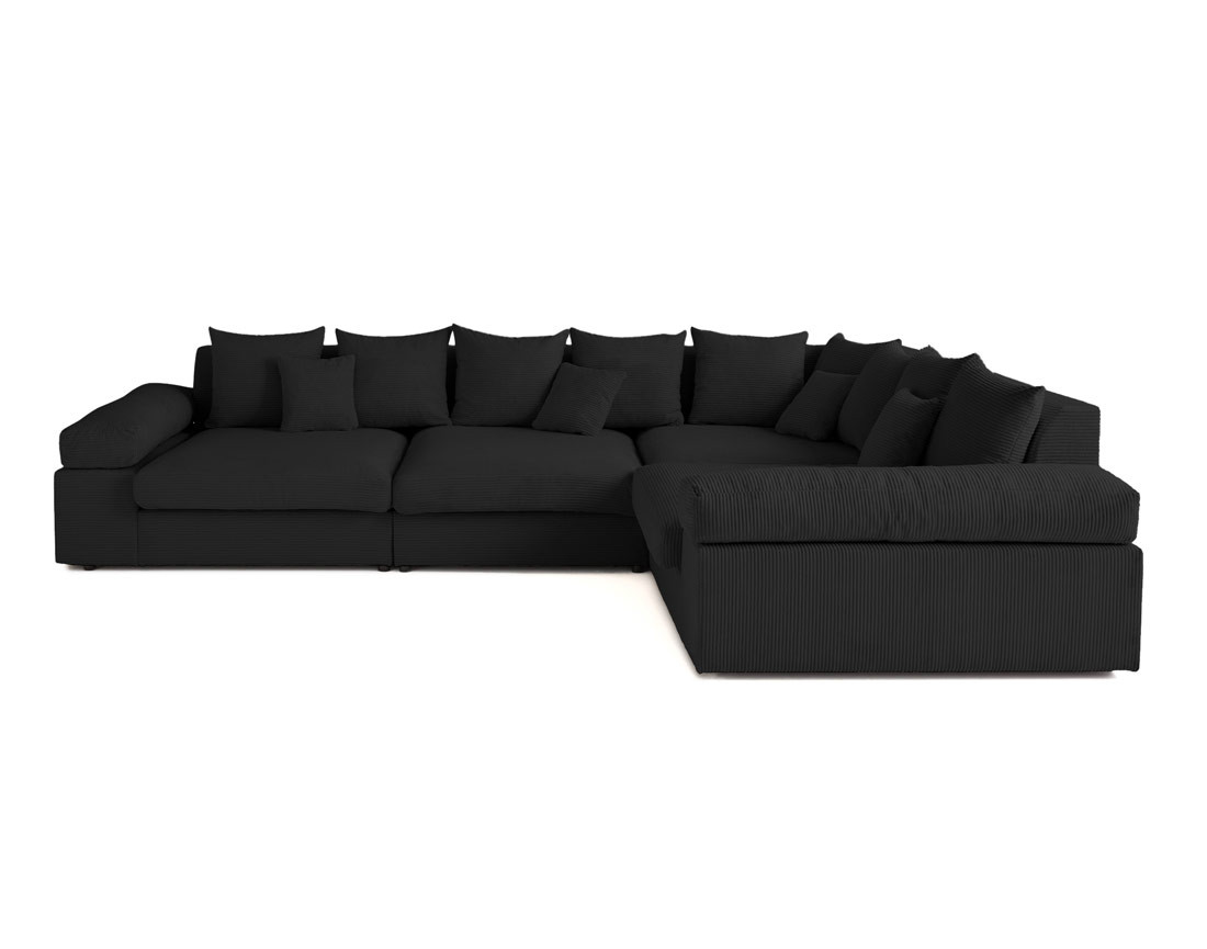 Canapé d'angle réversible 5 places avec assise profonde en velours côtelé Aspen